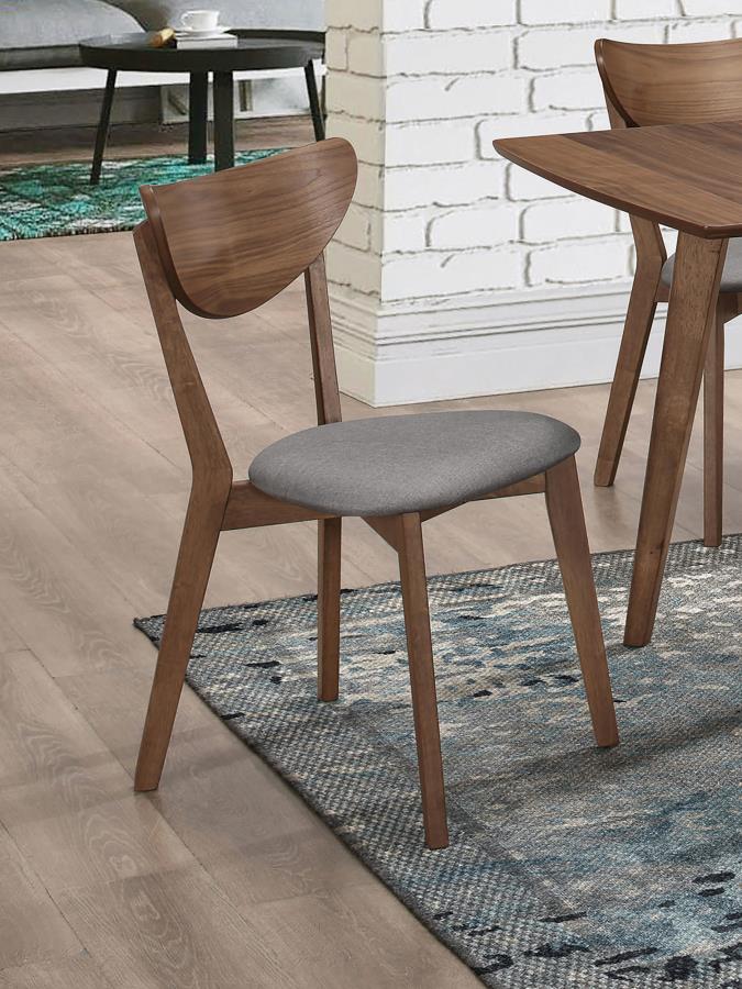 2 Alfredo Upholstered Dining Chairs Grey and Natural Walnut (Set of 2)