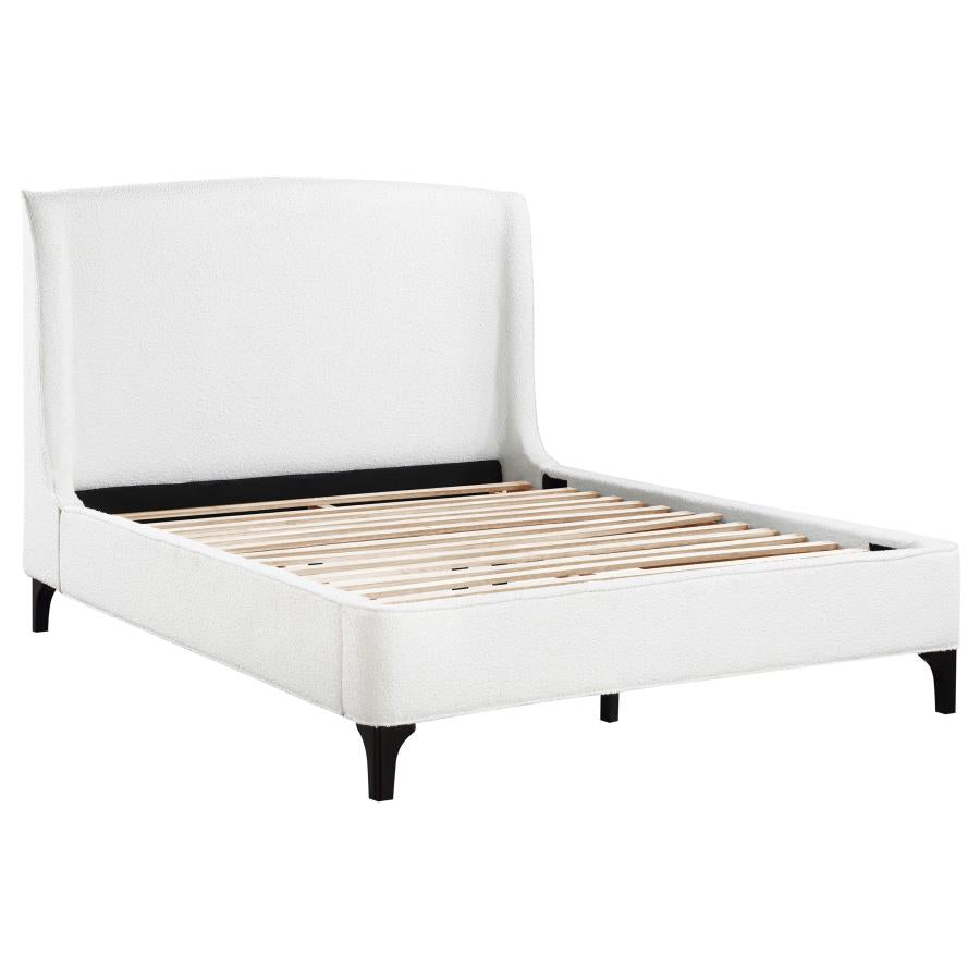 Mosby Upholstered Curved Headboard Queen Platform Bed White