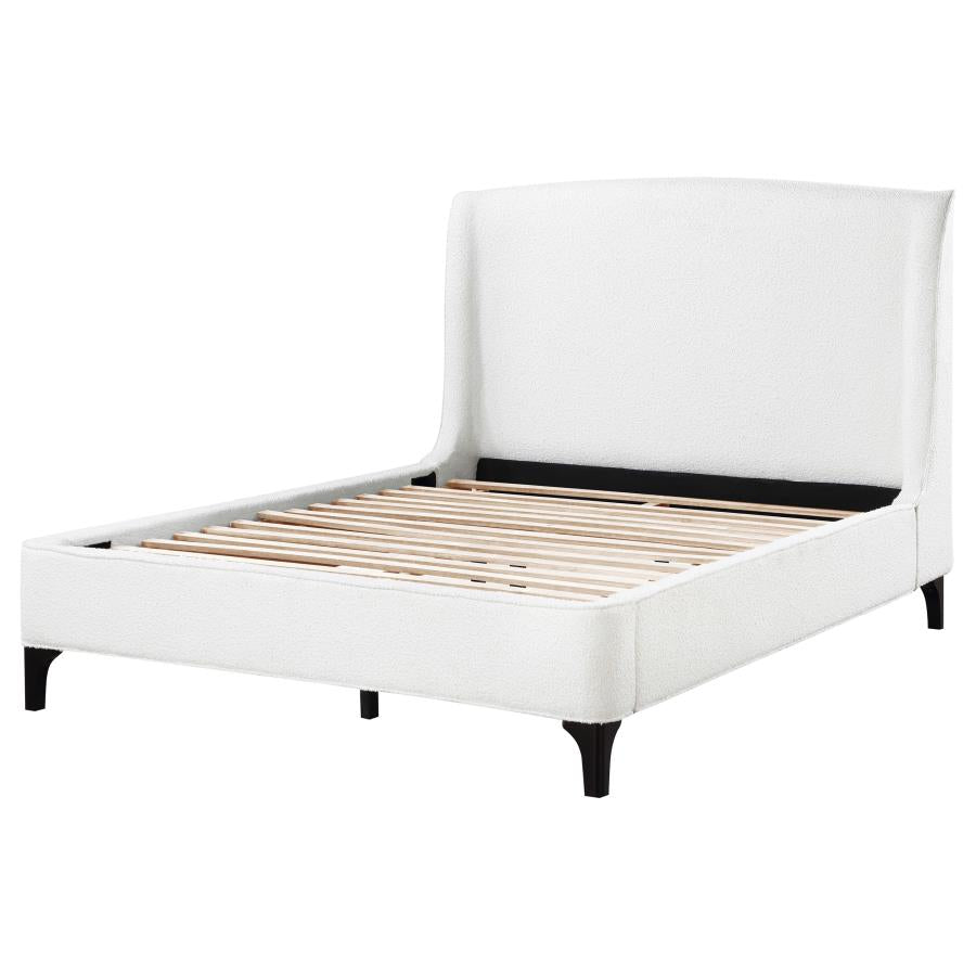 Mosby Upholstered Curved Headboard Queen Platform Bed White